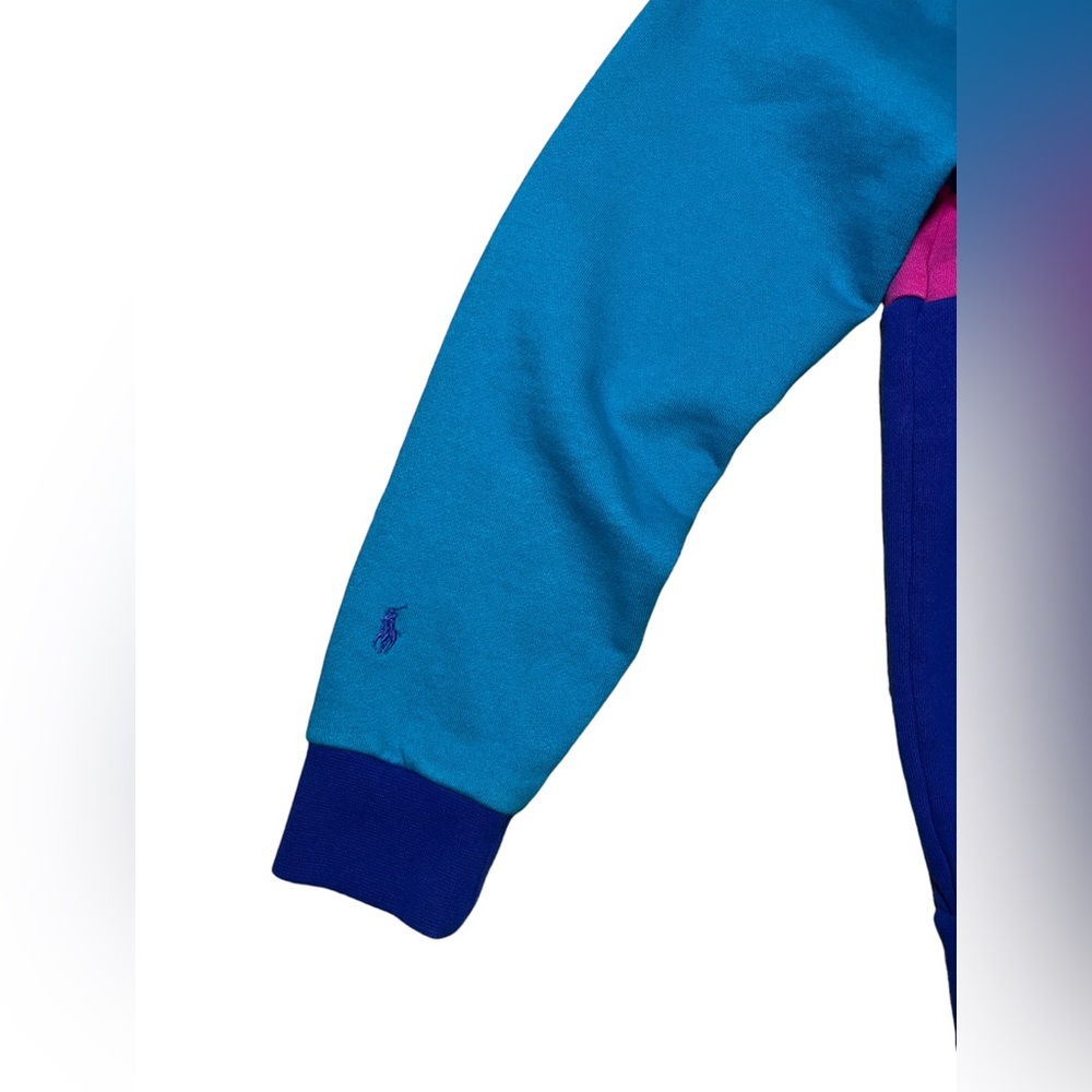 Polo Ralph Lauren Color Block Pink Blue Yellow Hoodie Hoody Youth Xl/Men's M - Picture 4 of 7